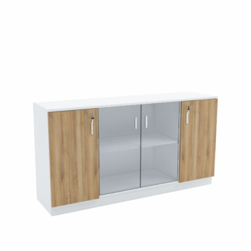Mid Glass Wooden End Swing Doors Low Height Cabinet